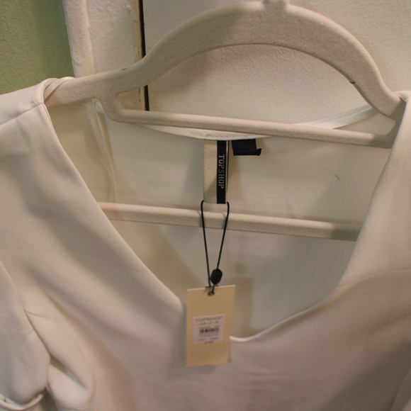 TOPSHOP Tie Trumpet Sleeve Blouse white size 2 - Picture 2 of 3